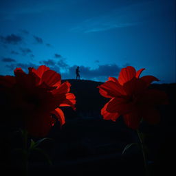 La imagen se sitúa de noche, con una atmósfera oscura y tensa