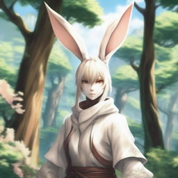 A detailed and vibrant illustration of a Viera character from Final Fantasy XIV