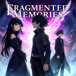 Create a superhero ethereal fantasy book cover titled 'Fragmented Memories'