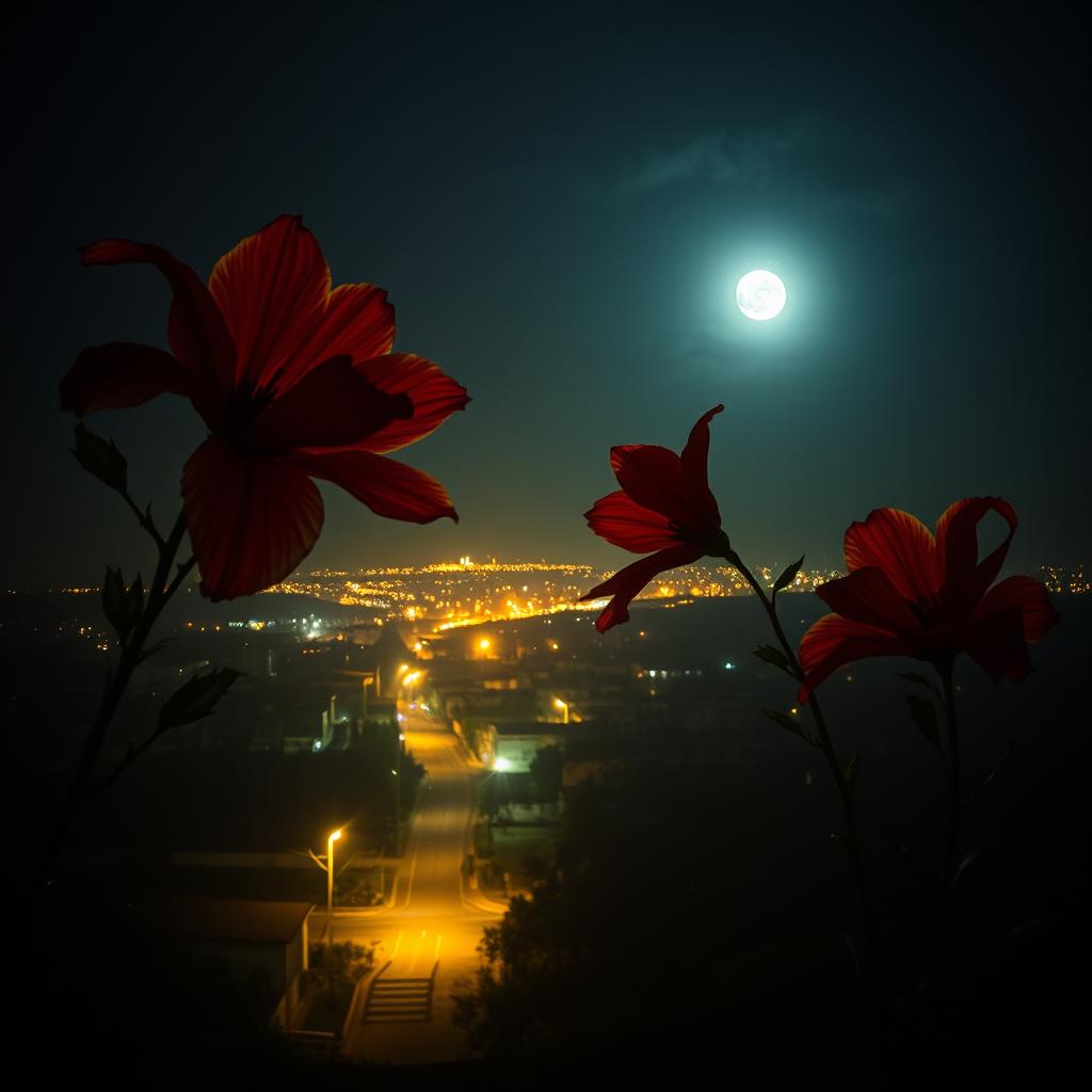 La imagen se sitúa de noche, con una atmósfera oscura y tensa