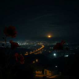 La imagen se sitúa de noche, con una atmósfera oscura y tensa