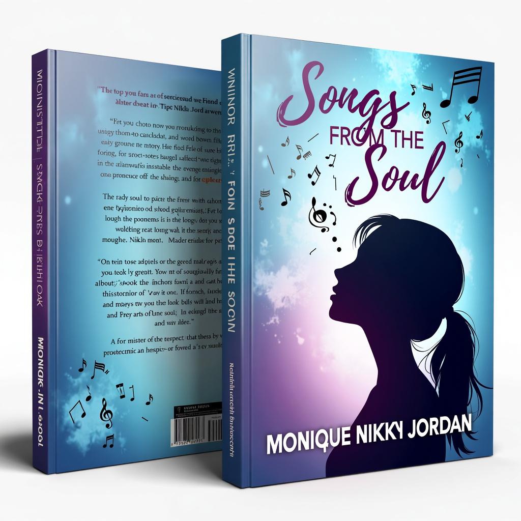 Design a printable book cover for 'Songs from the Soul; short stories and poems' by Monique Nikki Jordan