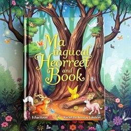 A beautifully illustrated book cover featuring an enchanting forest scene with magical creatures