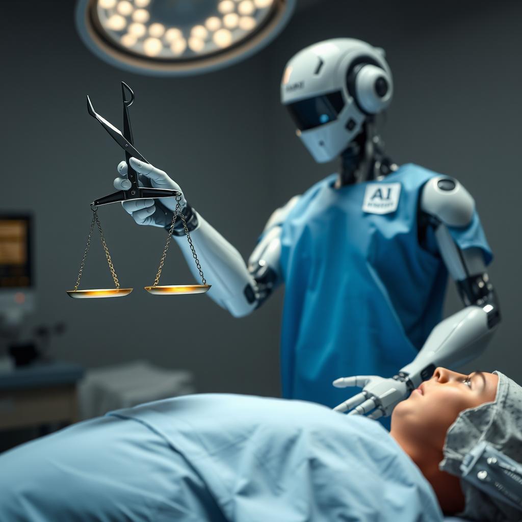 A detailed image of an operating room with a patient on the table