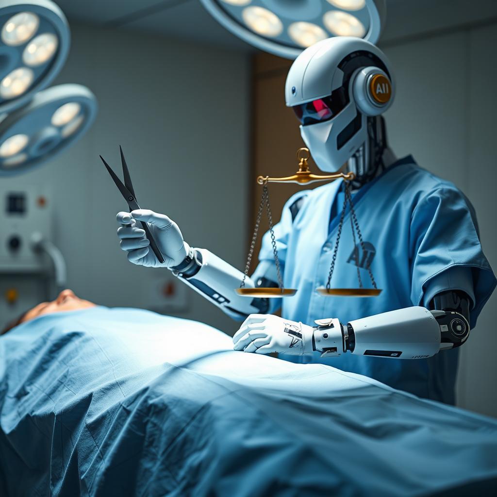 A detailed image of an operating room with a patient on the table