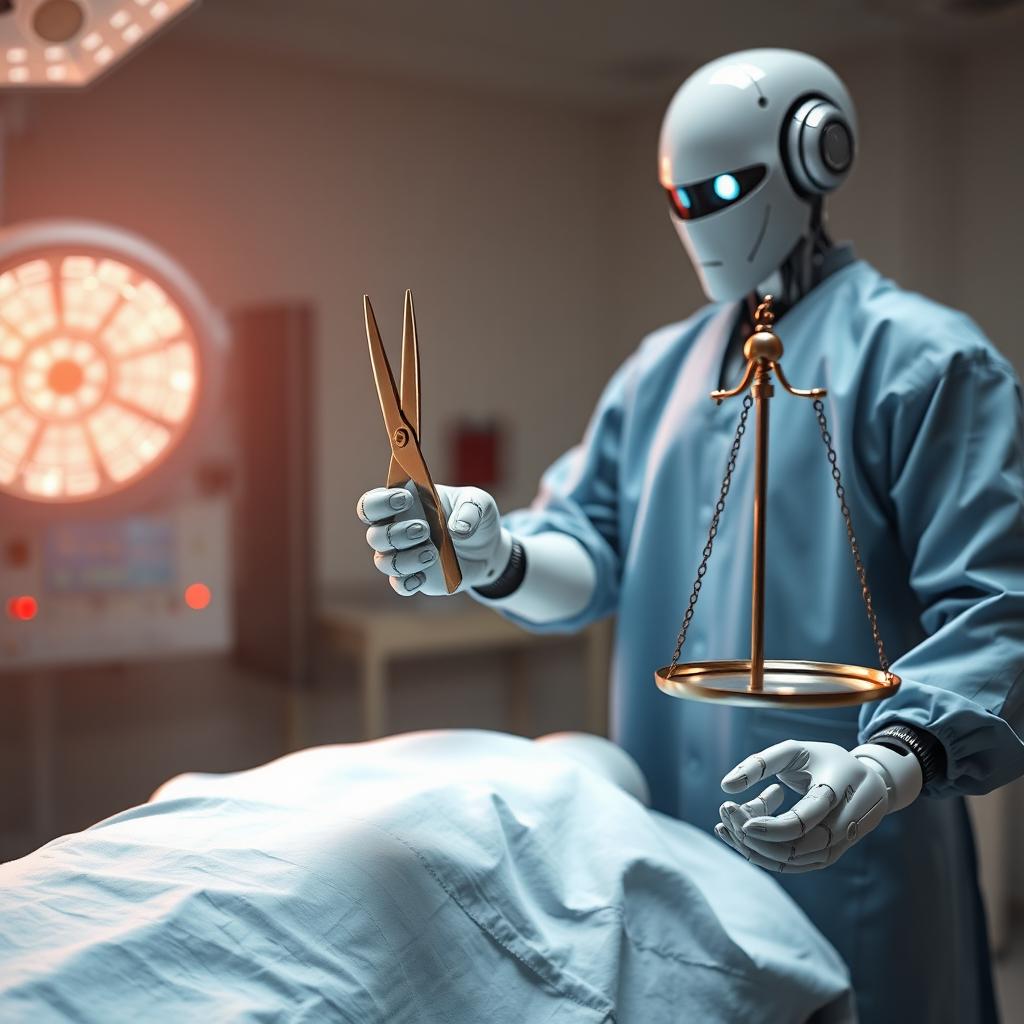 A detailed image of an operating room with a patient on the table