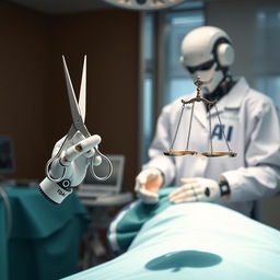 A detailed image of an operating room with a patient on the table