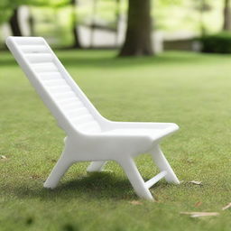 A plastic white lawn chair with a katana leaning on it