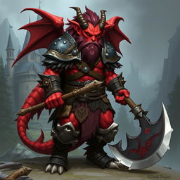 Create a character for Dungeons and Dragons, a red dragonborn of the barbarian class