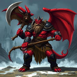 Create a character for Dungeons and Dragons, a red dragonborn of the barbarian class