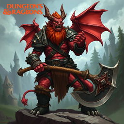 Create a character for Dungeons and Dragons, a red dragonborn of the barbarian class