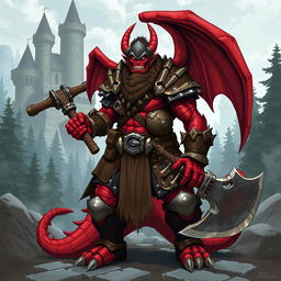 Create a character for Dungeons and Dragons, a red dragonborn of the barbarian class