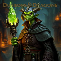 Create a character for Dungeons and Dragons, a green dragonborn of the cleric class