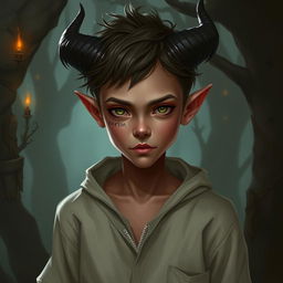 Create a young half-demon character who is 20 years old