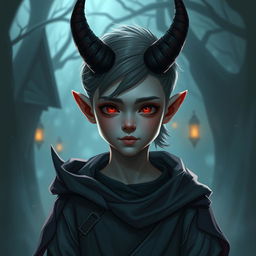 Create a young half-demon character who is 20 years old