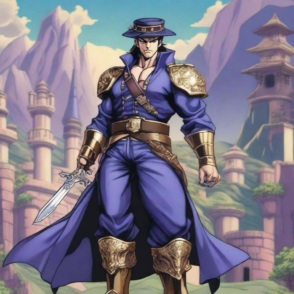 Jotaro Kujo from JoJo's Bizarre Adventure reimagined as a Dungeons & Dragons fighter