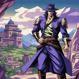 Jotaro Kujo from JoJo's Bizarre Adventure reimagined as a Dungeons & Dragons fighter