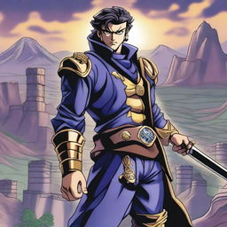 Jotaro Kujo from JoJo's Bizarre Adventure reimagined as a Dungeons & Dragons fighter