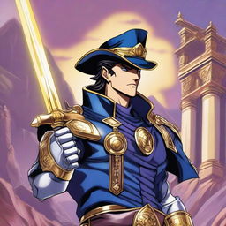 Jotaro Kujo from JoJo's Bizarre Adventure reimagined as a Dungeons & Dragons paladin