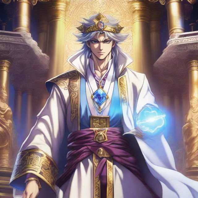 Will Anthonio Zeppeli dressed as a cleric, standing in a heroic pose