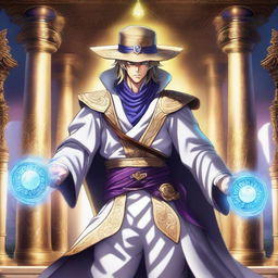 Will Anthonio Zeppeli dressed as a cleric, standing in a heroic pose