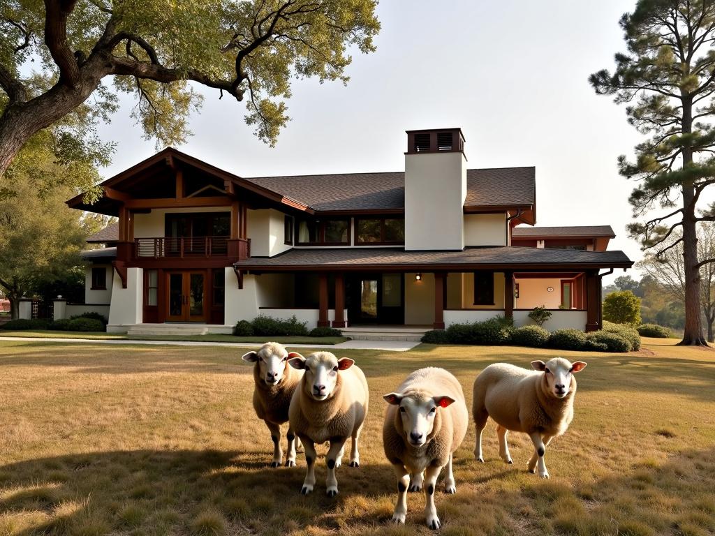 A stunning architectural farmhouse homestead inspired by Frank Lloyd Wright