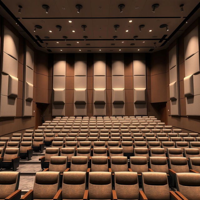 A modern auditorium featuring sleek wall panels