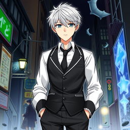 A detailed illustration of Yu Narukami, the protagonist from Persona 4, standing confidently in his school uniform