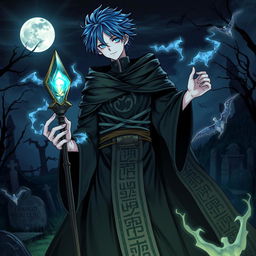 A detailed illustration of Makoto Yuki as a necromancer