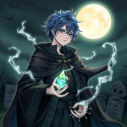 A detailed illustration of Makoto Yuki as a necromancer