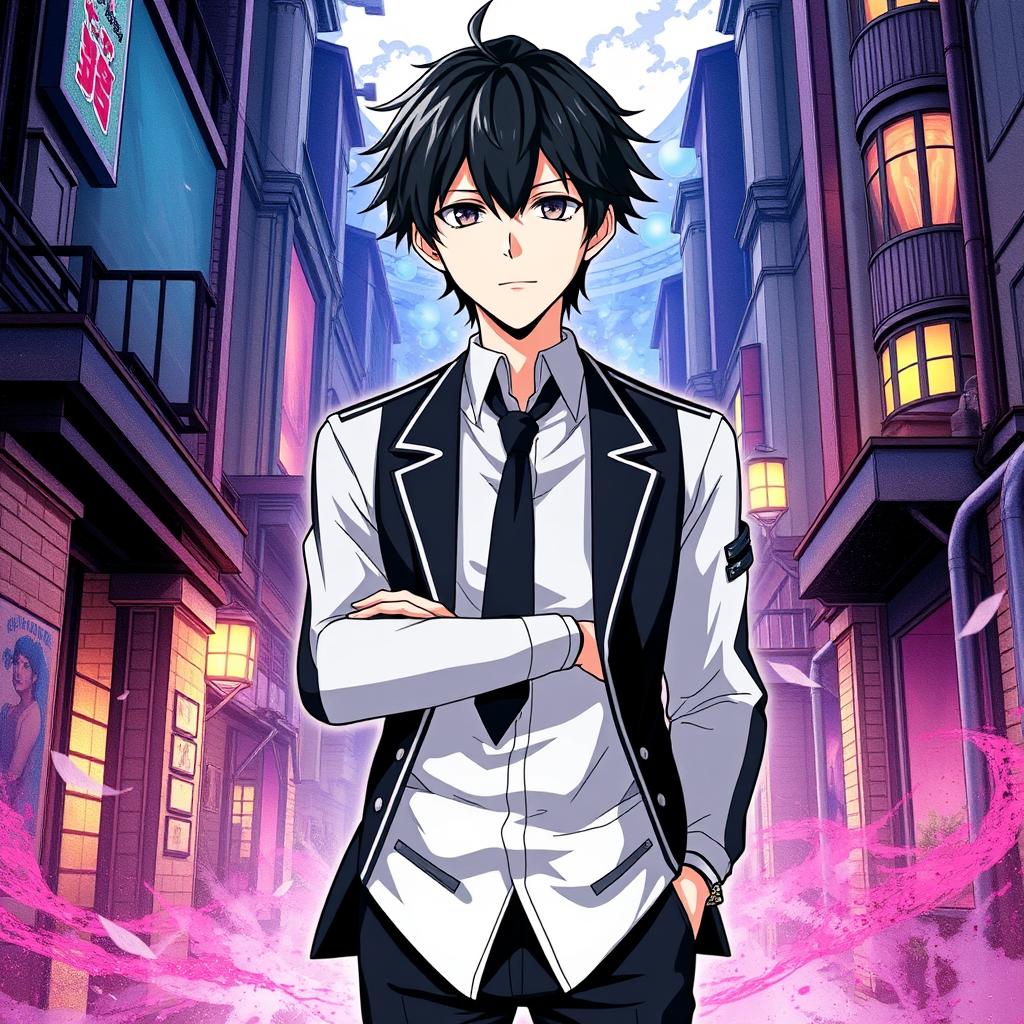 A detailed illustration of Ren Amamiya, the protagonist from Persona 5, standing confidently in his school uniform