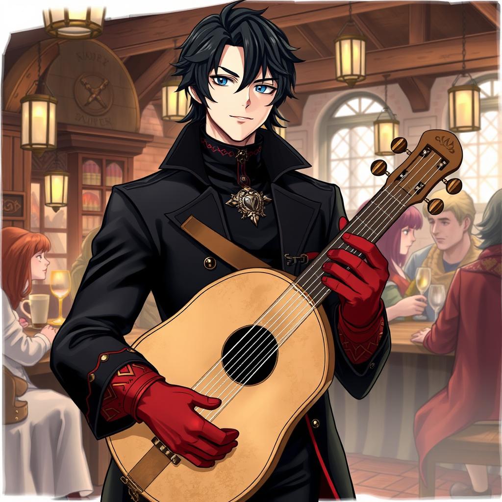 A detailed illustration of Ren Amamiya as a bard