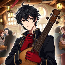 A detailed illustration of Ren Amamiya as a bard