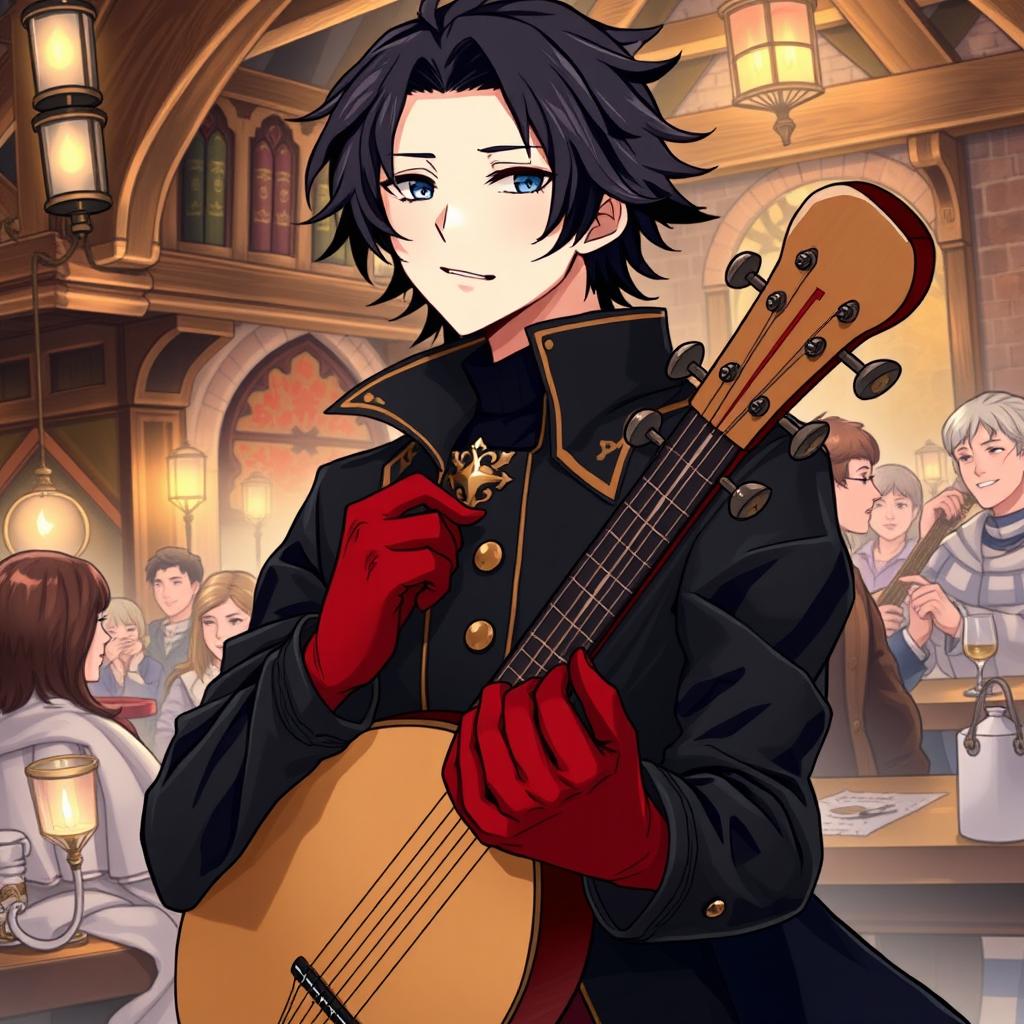 A detailed illustration of Ren Amamiya as a bard