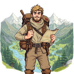 A detailed illustration of a human adventurer embarking on a quest