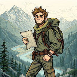 A detailed illustration of a human adventurer embarking on a quest