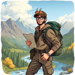 A detailed illustration of a human adventurer embarking on a quest