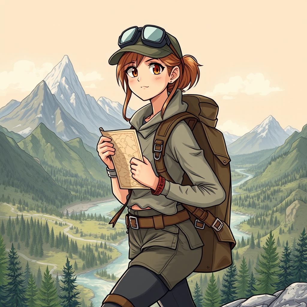 A detailed illustration of a female human adventurer embarking on a quest