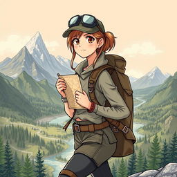 A detailed illustration of a female human adventurer embarking on a quest