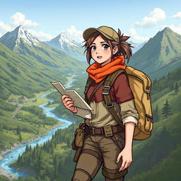 A detailed illustration of a female human adventurer embarking on a quest