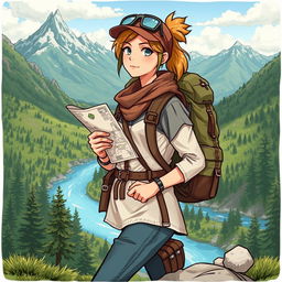 A detailed illustration of a female human adventurer embarking on a quest