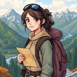 A detailed illustration of a female human adventurer embarking on a quest