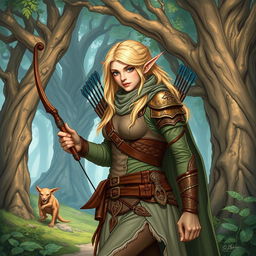 A detailed illustration of a female elf adventurer setting out on an epic quest