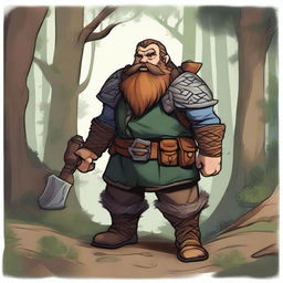 A detailed illustration of a male dwarf on an adventure