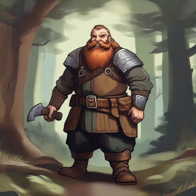 A detailed illustration of a male dwarf on an adventure