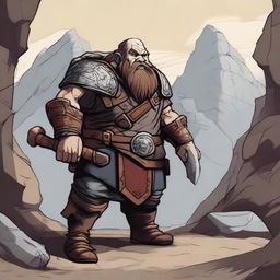 A detailed illustration of a male dwarf adventurer embarking on a quest