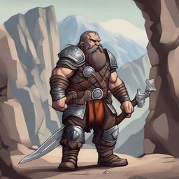 A detailed illustration of a male dwarf adventurer embarking on a quest