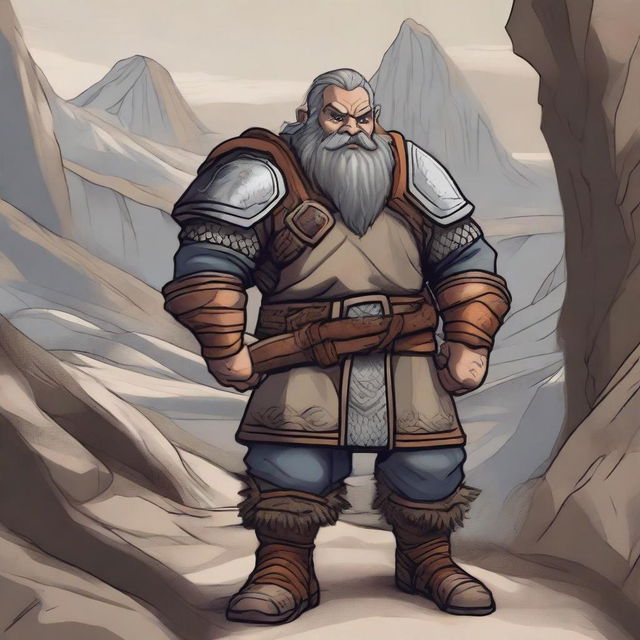 A detailed illustration of a male dwarf adventurer embarking on a quest