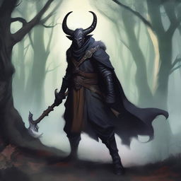 A captivating illustration of a Tiefling adventurer setting out on a quest