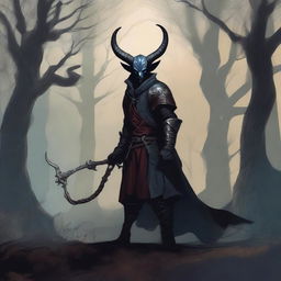 A captivating illustration of a Tiefling adventurer setting out on a quest